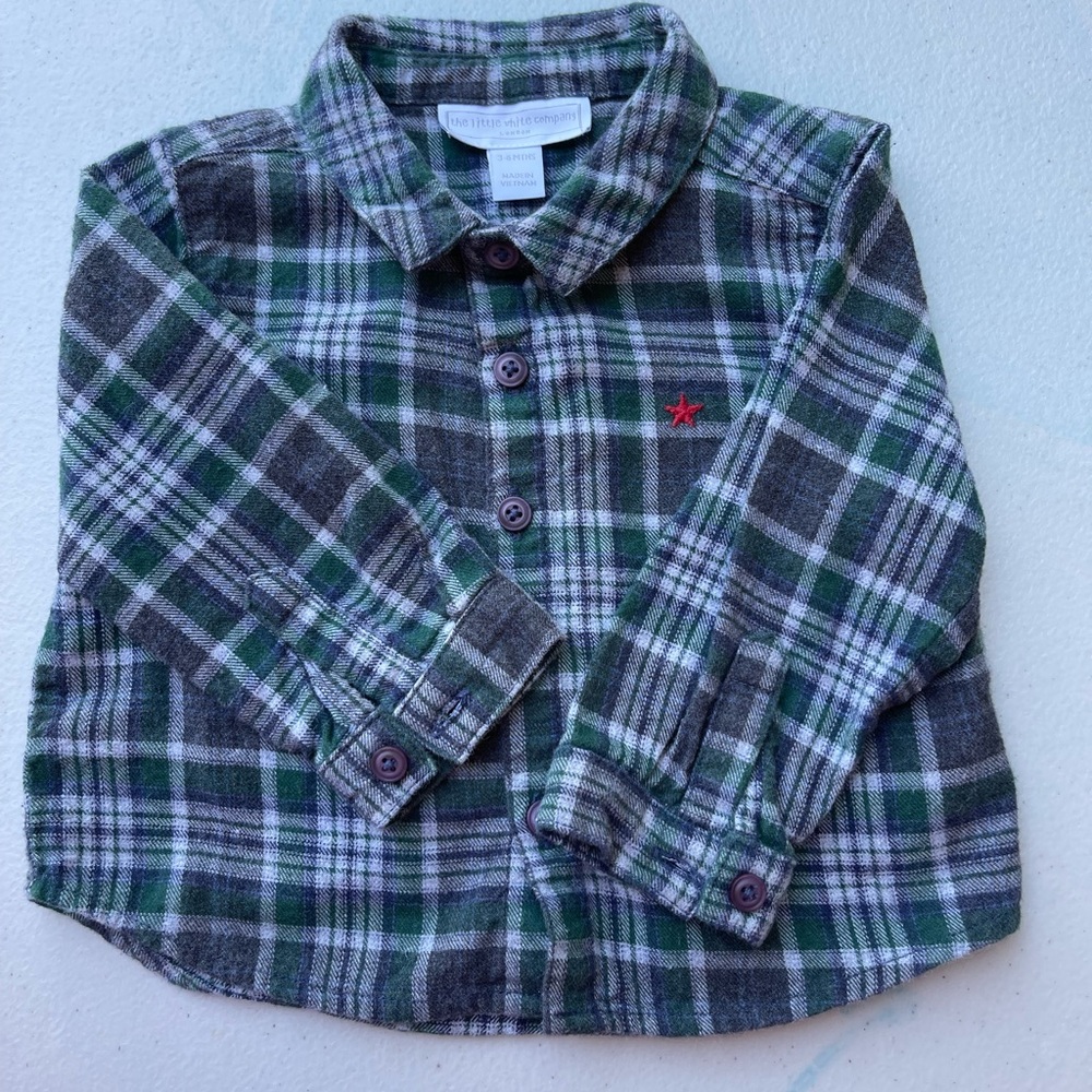 Little White Company cotton button down shirt 3-6M - Picture 3 of 4